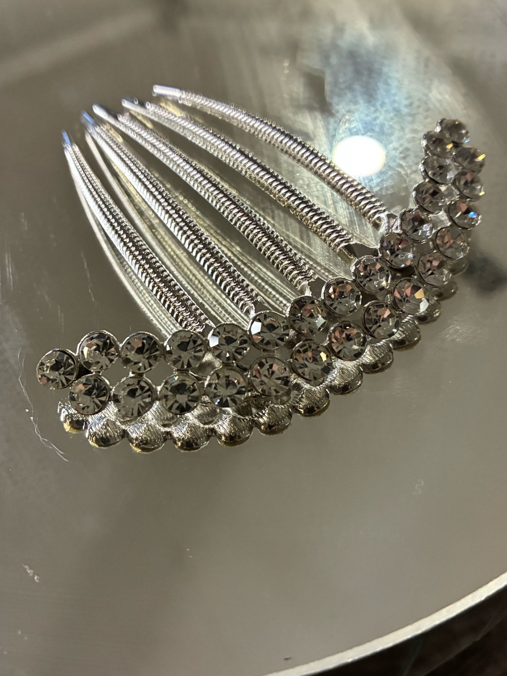 Crystal Rhinestone Hair Comb - Silver - Picture 6 of 9